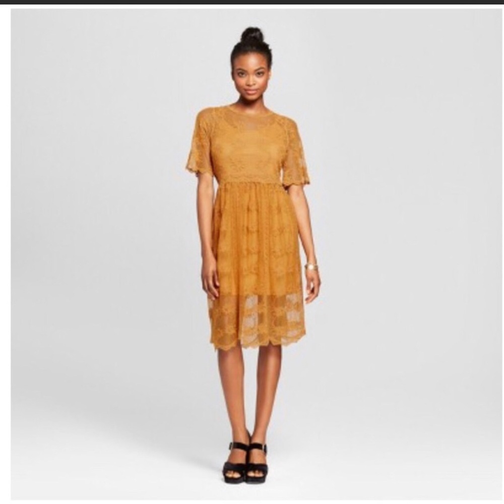 Gold lace Xhilaration Midi Dress